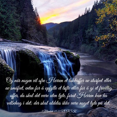 Picture 03 - 3 Mosebok 22:21 NORSK - Og når nogen vil ofre Herren et takkoffer av - Bible Verse Picture