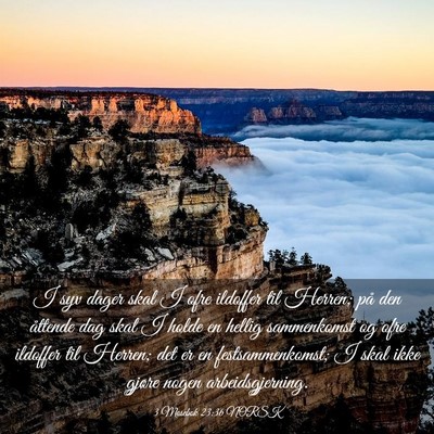 Picture 03 - 3 Mosebok 23:36 NORSK - I syv dager skal I ofre ildoffer til Herren; på - Bible Verse Picture