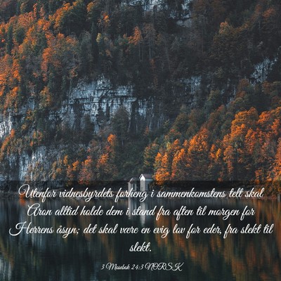 Picture 03 - 3 Mosebok 24:3 NORSK - Utenfor vidnesbyrdets forheng i sammenkomstens - Bible Verse Picture