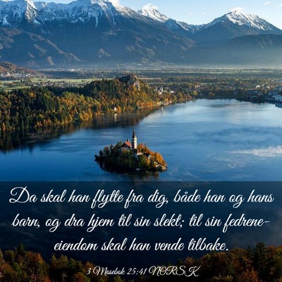 Picture 03 - 3 Mosebok 25:41 NORSK - Da skal han flytte fra dig, både han og hans - Bible Verse Picture