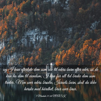 Picture 03 - 3 Mosebok 25:46 NORSK - og I kan efterlate dem som arv til eders barn - Bible Verse Picture
