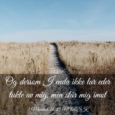 Picture 03 - 3 Mosebok 26:23 NORSK - Og dersom I enda ikke lar eder tukte av mig, men - Bible Verse Picture