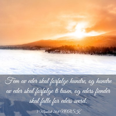 Picture 03 - 3 Mosebok 26:8 NORSK - Fem av eder skal forfølge hundre, og hundre av - Bible Verse Picture
