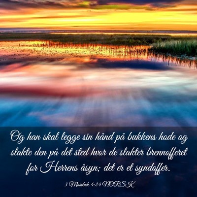 Picture 03 - 3 Mosebok 4:24 NORSK - Og han skal legge sin hånd på bukkens hode og - Bible Verse Picture