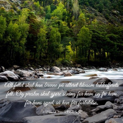 Picture 03 - 3 Mosebok 4:26 NORSK - Alt fettet skal han brenne på alteret likesom - Bible Verse Picture