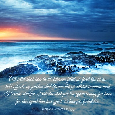 Picture 03 - 3 Mosebok 4:35 NORSK - Alt fettet skal han ta ut, likesom fettet på - Bible Verse Picture
