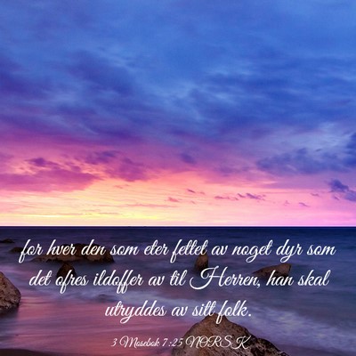 Picture 03 - 3 Mosebok 7:25 NORSK - for hver den som eter fettet av noget dyr som det - Bible Verse Picture