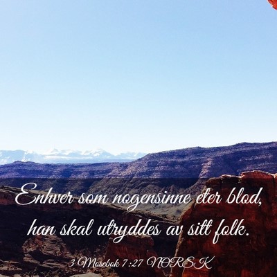 Picture 03 - 3 Mosebok 7:27 NORSK - Enhver som nogensinne eter blod, han skal - Bible Verse Picture
