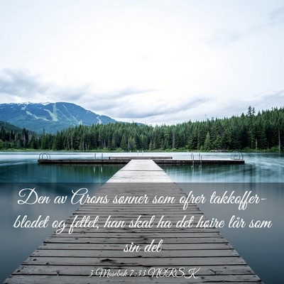 Picture 03 - 3 Mosebok 7:33 NORSK - Den av Arons sønner som ofrer takkoffer-blodet - Bible Verse Picture