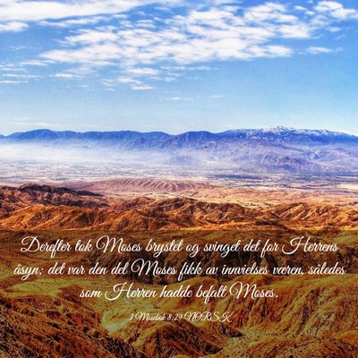 Picture 03 - 3 Mosebok 8:29 NORSK - Derefter tok Moses brystet og svinget det for - Bible Verse Picture