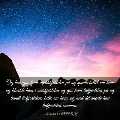 Picture 03 - 3 Mosebok 8:7 NORSK - Og han gav ham underkjortelen på og spente - Bible Verse Picture