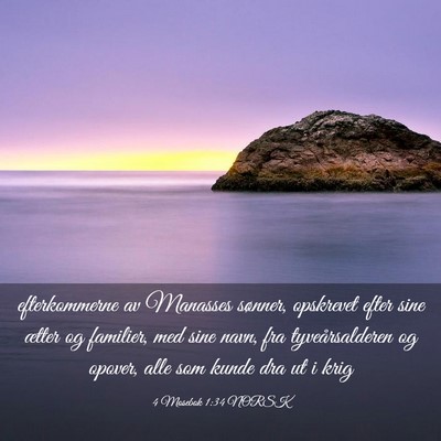 Picture 03 - 4 Mosebok 1:34 NORSK - efterkommerne av Manasses sønner, opskrevet - Bible Verse Picture