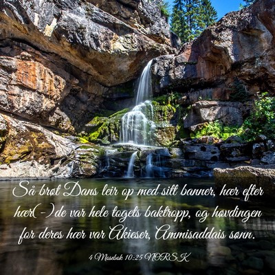 Picture 03 - 4 Mosebok 10:25 NORSK - Så brøt Dans leir op med sitt banner, hær - Bible Verse Picture