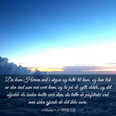 Picture 03 - 4 Mosebok 11:25 NORSK - Da kom Herren ned i skyen og talte til ham, og - Bible Verse Picture
