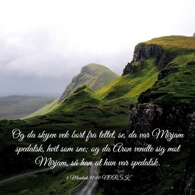 Picture 03 - 4 Mosebok 12:10 NORSK - Og da skyen vek bort fra teltet, se, da var - Bible Verse Picture