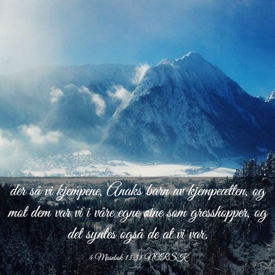 Picture 03 - 4 Mosebok 13:33 NORSK - der så vi kjempene, Anaks barn av kjempeætten, - Bible Verse Picture