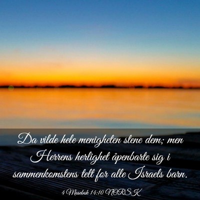 Picture 03 - 4 Mosebok 14:10 NORSK - Da vilde hele menigheten stene dem; men Herrens - Bible Verse Picture