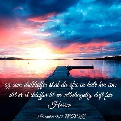 Picture 03 - 4 Mosebok 15:10 NORSK - og som drikkoffer skal du ofre en halv hin vin; - Bible Verse Picture
