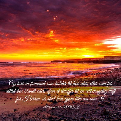 Picture 03 - 4 Mosebok 15:14 NORSK - Og hvis en fremmed som holder til hos eder, eller - Bible Verse Picture