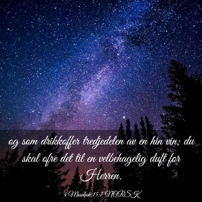 Picture 03 - 4 Mosebok 15:7 NORSK - og som drikkoffer tredjedelen av en hin vin; du - Bible Verse Picture