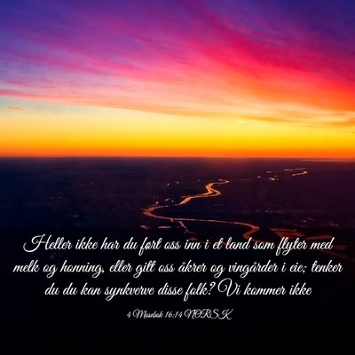 Picture 03 - 4 Mosebok 16:14 NORSK - Heller ikke har du ført oss inn i et land som - Bible Verse Picture