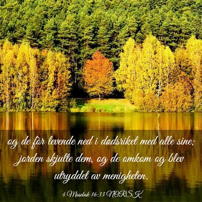 Picture 03 - 4 Mosebok 16:33 NORSK - og de fòr levende ned i dødsriket med alle - Bible Verse Picture