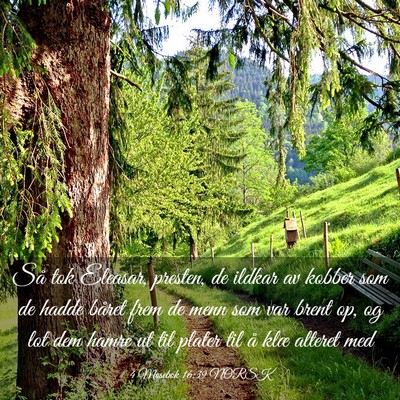 Picture 03 - 4 Mosebok 16:39 NORSK - Så tok Eleasar, presten, de ildkar av kobber som - Bible Verse Picture