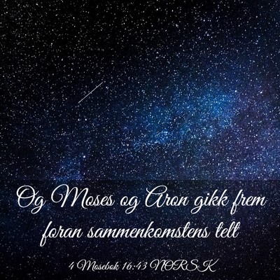 Picture 03 - 4 Mosebok 16:43 NORSK - Og Moses og Aron gikk frem foran sammenkomstens - Bible Verse Picture