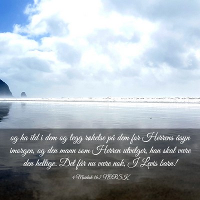 Picture 03 - 4 Mosebok 16:7 NORSK - og ha ild i dem og legg røkelse på dem for - Bible Verse Picture