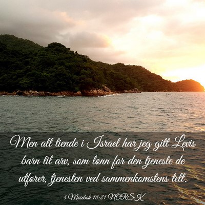 Picture 03 - 4 Mosebok 18:21 NORSK - Men all tiende i Israel har jeg gitt Levis barn - Bible Verse Picture