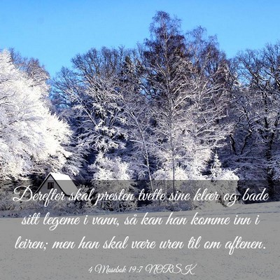Picture 03 - 4 Mosebok 19:7 NORSK - Derefter skal presten tvette sine klær og bade - Bible Verse Picture