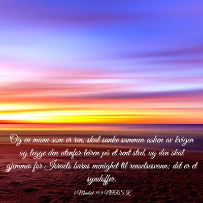 Picture 03 - 4 Mosebok 19:9 NORSK - Og en mann som er ren, skal sanke sammen asken av - Bible Verse Picture