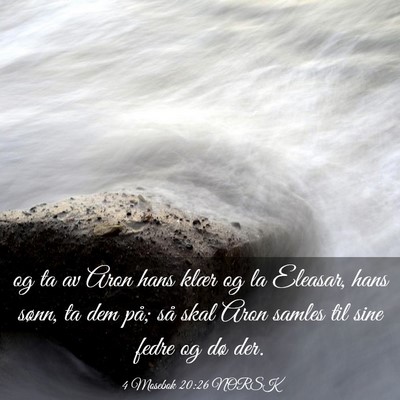 Picture 03 - 4 Mosebok 20:26 NORSK - og ta av Aron hans klær og la Eleasar, hans - Bible Verse Picture