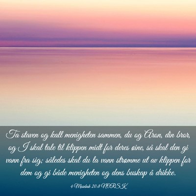 Picture 03 - 4 Mosebok 20:8 NORSK - Ta staven og kall menigheten sammen, du og Aron, - Bible Verse Picture