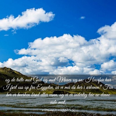Picture 03 - 4 Mosebok 21:5 NORSK - og de talte mot Gud og mot Moses og sa: Hvorfor - Bible Verse Picture