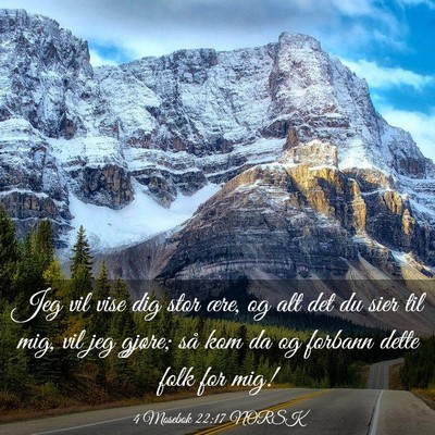 Picture 03 - 4 Mosebok 22:17 NORSK - Jeg vil vise dig stor ære, og alt det du sier - Bible Verse Picture