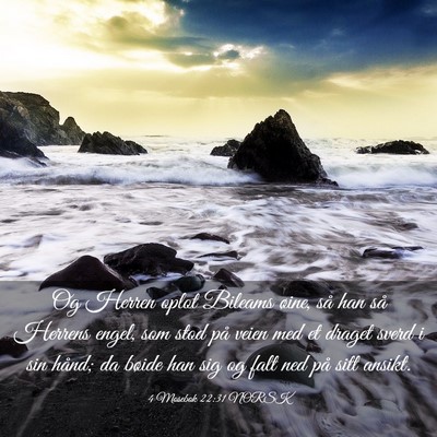 Picture 03 - 4 Mosebok 22:31 NORSK - Og Herren oplot Bileams øine, så han så - Bible Verse Picture