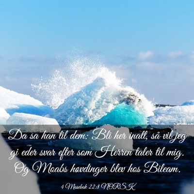 Picture 03 - 4 Mosebok 22:8 NORSK - Da sa han til dem: Bli her inatt, så vil jeg gi - Bible Verse Picture