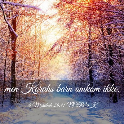 Picture 03 - 4 Mosebok 26:11 NORSK - men Korahs barn omkom - Bible Verse Picture