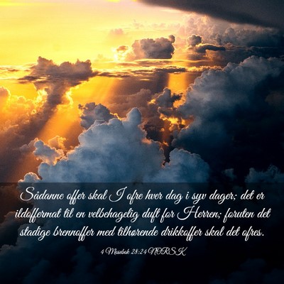 Picture 03 - 4 Mosebok 28:24 NORSK - Sådanne offer skal I ofre hver dag i syv dager; - Bible Verse Picture