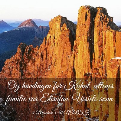 Picture 03 - 4 Mosebok 3:30 NORSK - Og høvdingen for Kahat-ættenes familie var - Bible Verse Picture