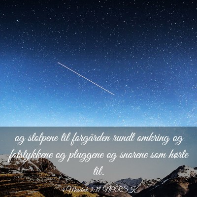 Picture 03 - 4 Mosebok 3:37 NORSK - og stolpene til forgården rundt omkring og - Bible Verse Picture