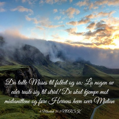 Picture 03 - 4 Mosebok 31:3 NORSK - Da talte Moses til folket og sa: La nogen av eder - Bible Verse Picture
