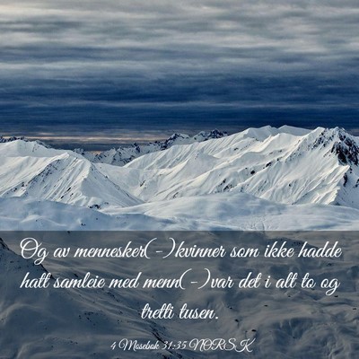 Picture 03 - 4 Mosebok 31:35 NORSK - Og av mennesker(-)kvinner som ikke hadde hatt - Bible Verse Picture