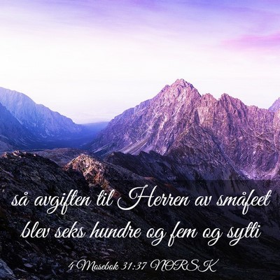 Picture 03 - 4 Mosebok 31:37 NORSK - så avgiften til Herren av småfeet blev seks - Bible Verse Picture