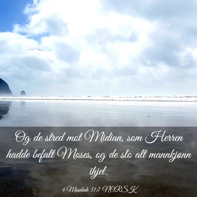 Picture 03 - 4 Mosebok 31:7 NORSK - Og de stred mot Midian, som Herren hadde befalt - Bible Verse Picture