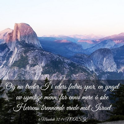Picture 03 - 4 Mosebok 32:14 NORSK - Og nu treder I i eders fedres spor, en yngel av - Bible Verse Picture