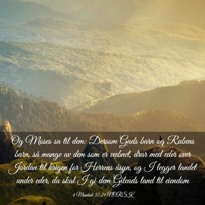 Picture 03 - 4 Mosebok 32:29 NORSK - Og Moses sa til dem: Dersom Gads barn og Rubens - Bible Verse Picture