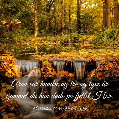 Picture 03 - 4 Mosebok 33:39 NORSK - Aron var hundre og tre og tyve år gammel da han - Bible Verse Picture