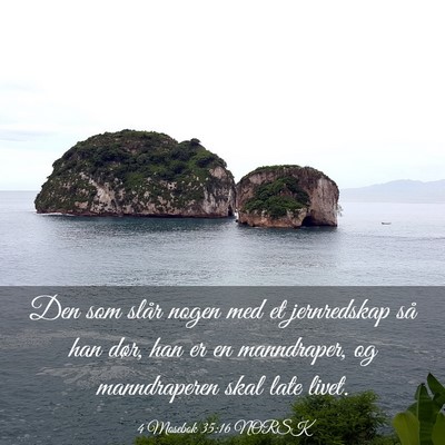 Picture 03 - 4 Mosebok 35:16 NORSK - Den som slår nogen med et jernredskap så han - Bible Verse Picture
